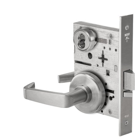 BEST Fail Secure, 24V, Electrified Mortise Lock, 15 Lever, H Rose, Request to Exit, Satin Stainless Steel 45HW7DEU15H630RQE